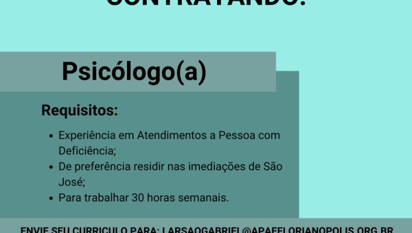 Vaga de Psicólogo(a) no Lar São Gabriel - São José/SC